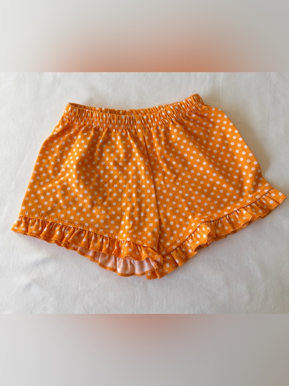 Just One You By Carter’s Orange w/ White Polka Dot  Ruffled Shorts Size 12M